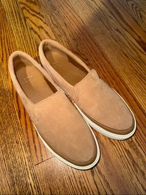 UGG Womens Slip-On Suede Loafers in Tan and White